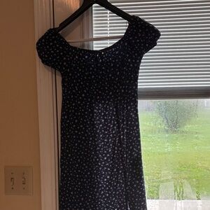 H&M Navy Blue Kids Dress with White Floral Pattern